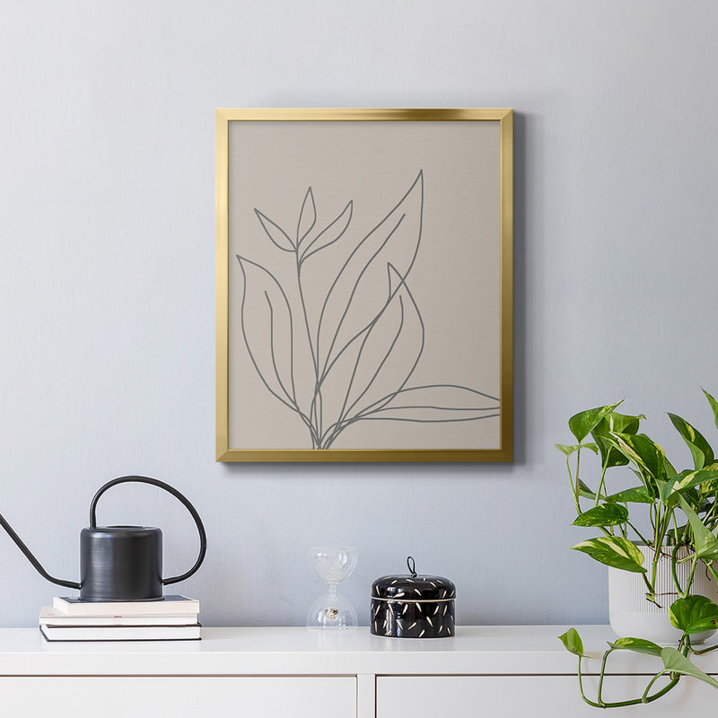 «Neutral Lines I», toile encadrée de qualité supérieure - prête à être accrochée, H 20 po x l 16 po, Or