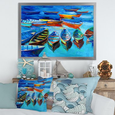 " Little Boats Wating In The Harborr " Painting Print