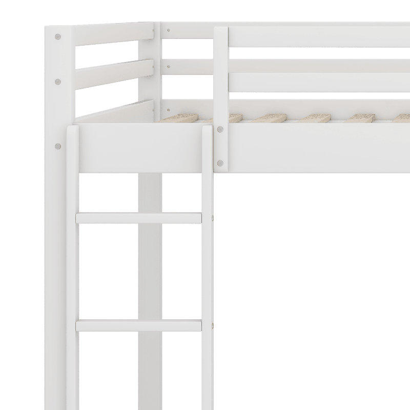 Grand lit superposé, lits superposés en bois massif avec échelle convertible, assemblage facile, peu encombrant, Blanc