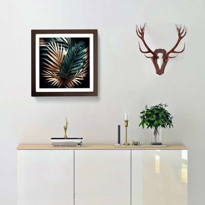Palm Leaf Geometric - Single Picture Frame Print on Wood