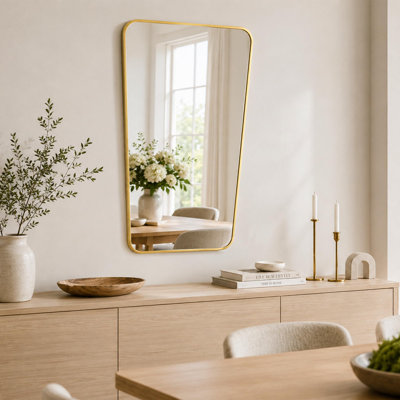Miroir d'appoint arrondi, miroir de salle de bain géométrique à cadre géométrique