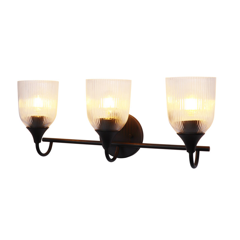 Bathroom Light Fixtures, 3-Light Brushed Bathroom Vanity Lights with Glass Shade, Modern Bathroom Lights Over Mirror, Vanity Lighting Fixtures