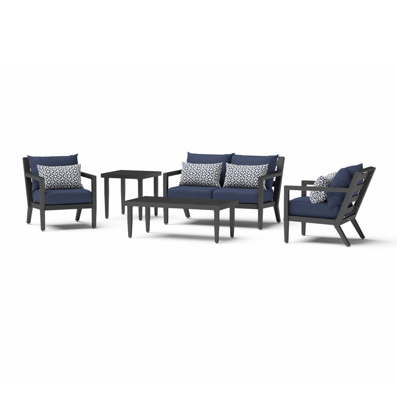 Marla Northridge 5 Piece Sofa Seating Group with Sunbrella® Cushions, Canvas Navy Sunbrella® Canvas