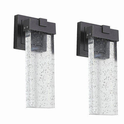 2-piece outdoor wall lamp, waterproof LED wall lamp, with bubble crystal and light sensor - each lamp 12W