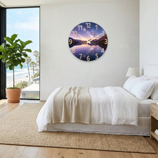 Landscape & Nature Mountain Lake Sky Reflection Stars Night Landscape Clock Ultra Clear