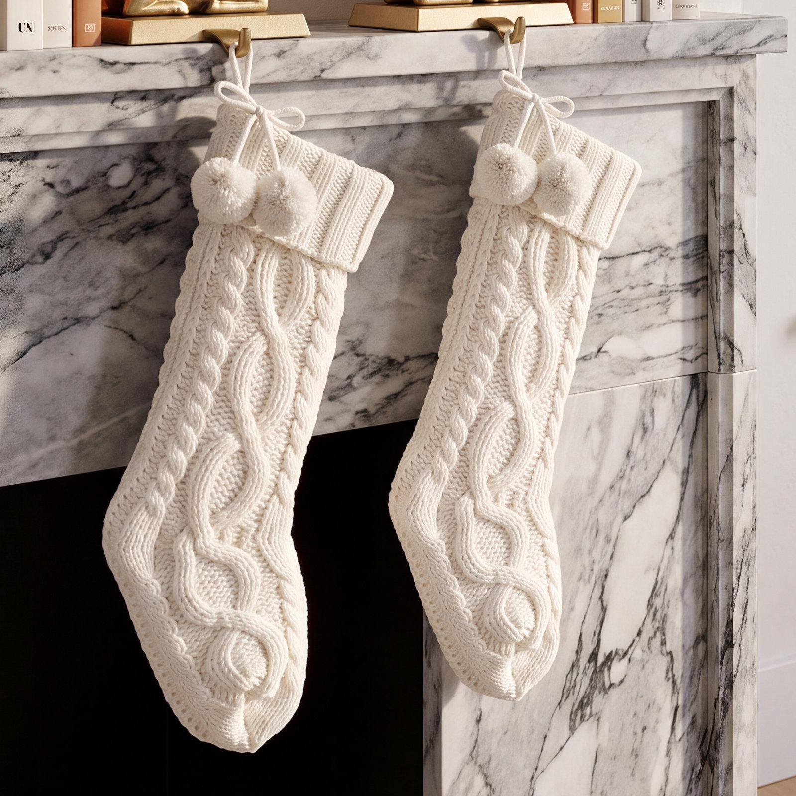 Knit Velvet Stocking, White