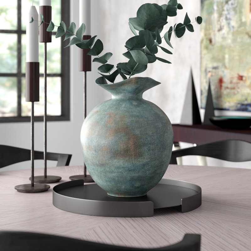 Pluto Metal Table Vase, 12" H x 9.25" W x 9.25" D
