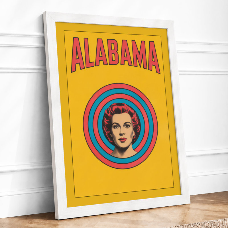 Alabama Portrait Retro - Framed Print, A2 - 59.4 x 42.0 cm, White