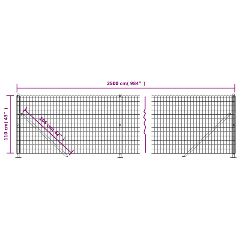 Cranmer Green Metal Fence Panels, 2500cm W