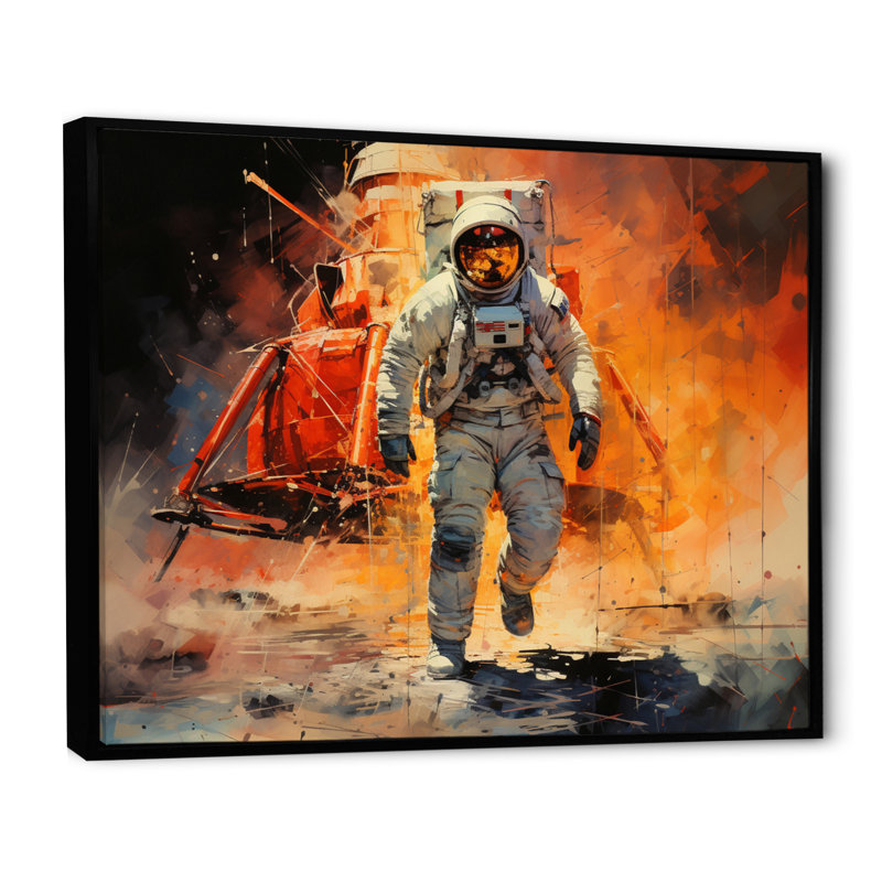 " The Apollo 11 Moon ", Black Floater Framed, 16" H x 32" W x 1" D