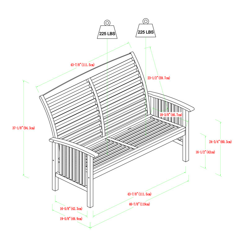 Solid Wood Acacia Outdoor Bench, Dark Brown