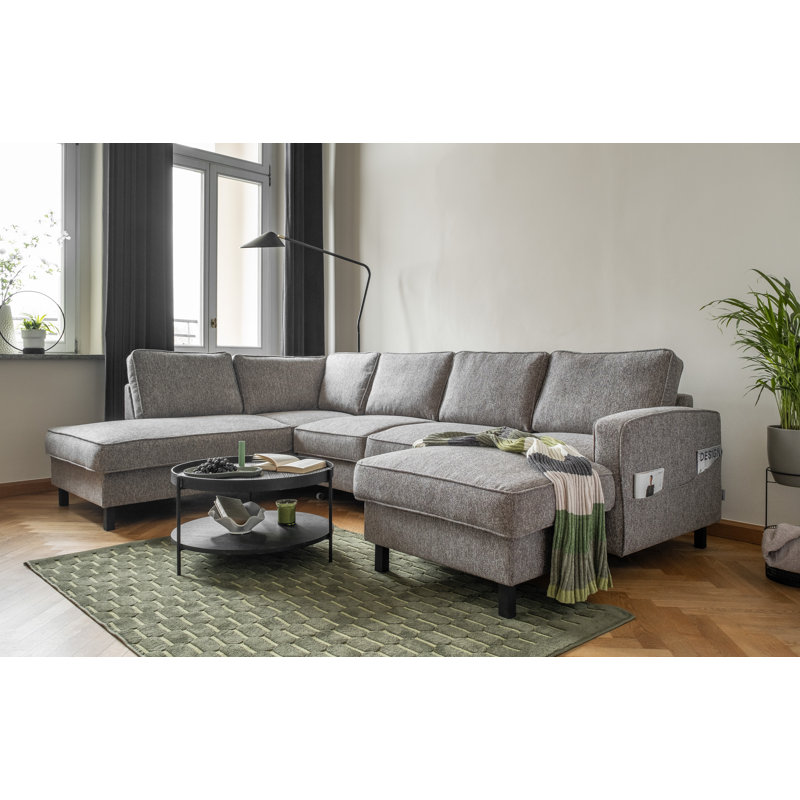 Molly Corner Sofa Bed U-Shape, Left Hand Facing, Grey/Brown/Blue