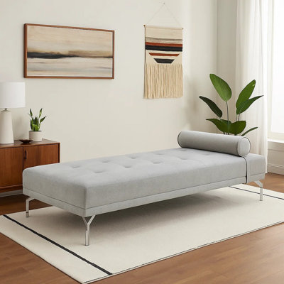 Chesham EI Dorado Fabric Sofa Daybed, Tufted, 1 Bolster Pillow, Gray