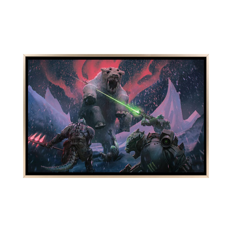 Veskarium Kothama Attack - reproduction d'art murale - toile encadrée, H 18 po x l 26 po, Champagne