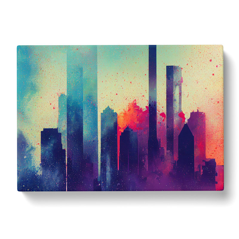 Skyscraper Skyline Splashed Vol.2 - Wrapped Canvas, 35cm H x 50cm W x 3cm D