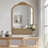 Cortia Arched Rattan and Wood Accent Mirror-68565639
