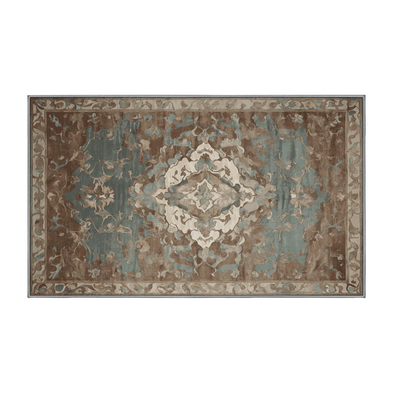 Tapis gris lavable à la machine, Rectangulaire 3 pi x 5 pi