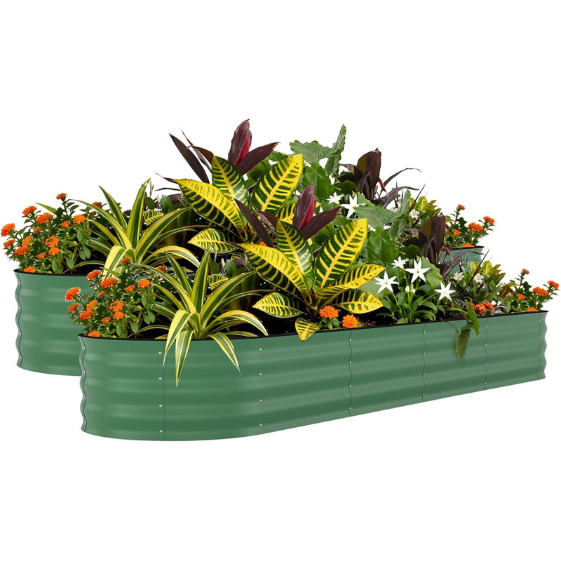 Metal Raised Garden Bed, Beige, 45cm H x 240cm W x 60cm D, 1