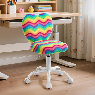  Chaise de bureau pivotante pour enfants, chaise de bureau en forme de cœur pour enfants