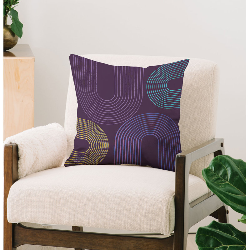 Housse de coussin d'extérieur rectangulaire Sheila Wenzel, 18" x 18", Mauve / bleu / jaune abstrait 2