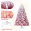 Arbre de Noël artificiel rose 7,5 pi avec 250 lumières RVB et blanc chaud, branches floquées par la neige, base pliable-1945555711