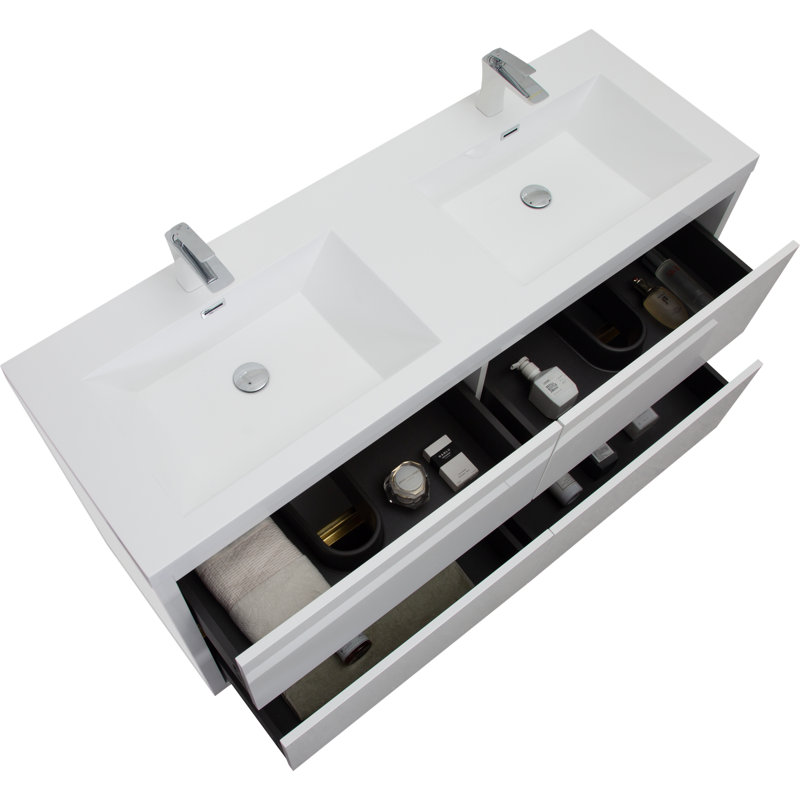 Meuble-lavabo autoportant avec lavabo, meuble de rangement avec tiroirs à fermeture en douceur, meuble-lavabo pour la maison