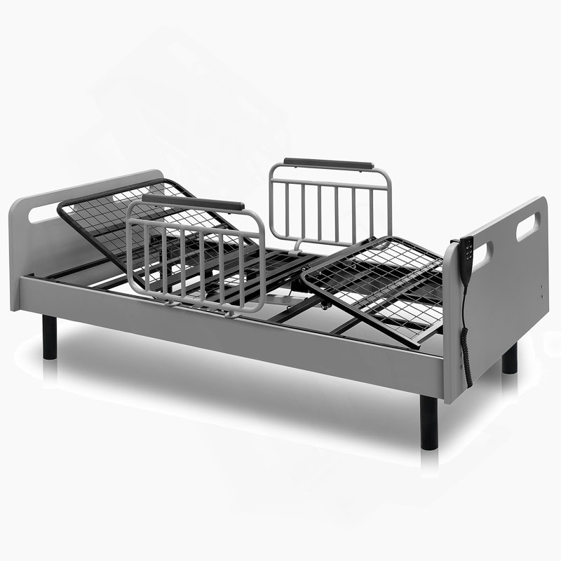 Lit d'hôpital électrique réglable pour une utilisation à domicile avec télécommande câblée, matelas pliant en mousse à mémoire de forme et rails latéraux de sécurité, soutien à domicile