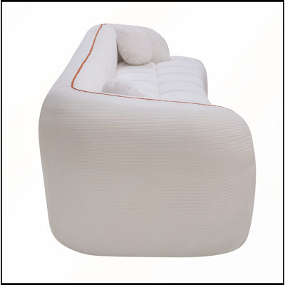 98.4 Inch Modern Compressed Sofa, Cloud Couch 3-Seater Corduroy, No Assembly, Bubble Channel Tufted with 2 Pillows, Deep Seating for Living Room and Office