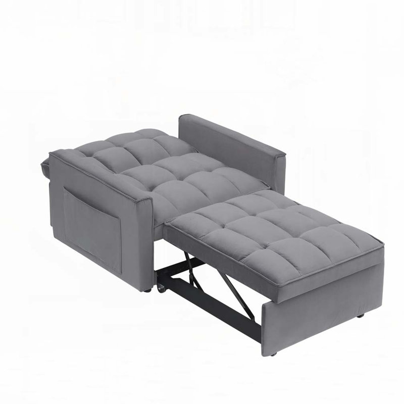Convertible Sleeper Chair Sofa Bed Adjustable Pull Out Sleeper Chair, Dark Gray