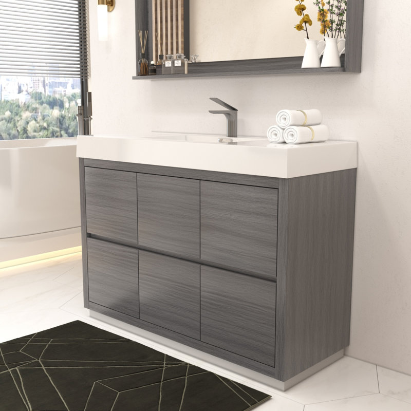 Ensemble de meuble-lavabo simple 47 po Royka, Vulcain gris cendré