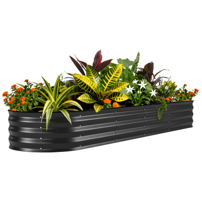 Boîte à fleurs Raised Garden Bed 8 x 4 x 1 pi, acier galvanisé, résistant à la rouille, facile à assembler