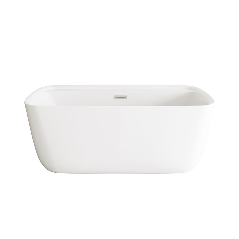 Cavidan 59'' x 30'' Freestanding Soaking Bathtub, Brushed Nickel