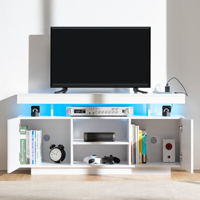 47.24'' Media Console with Outlet and RGB LED Light, TV Stand for TVs up to 55 -  Wrought Studioâ¢, 05678E9F184749788977AFC7B5E62E4A