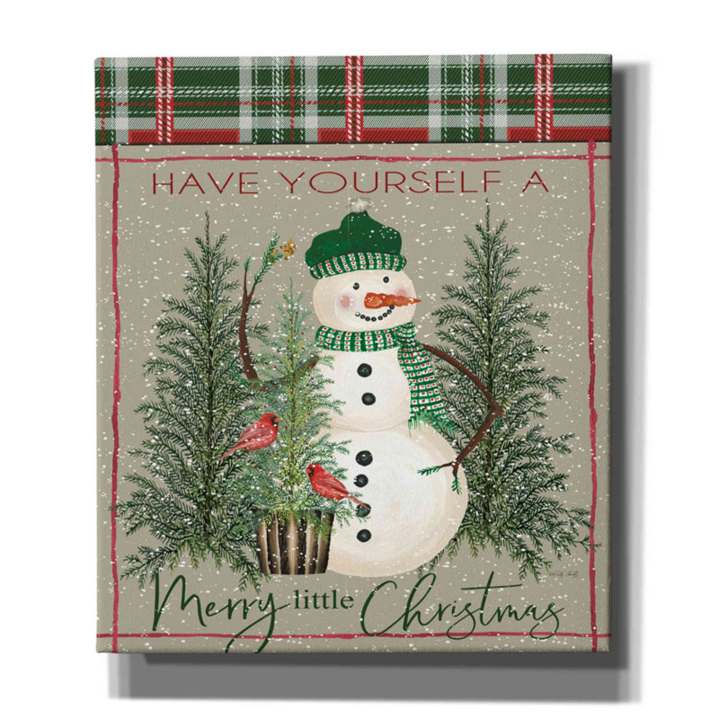 «Merry Little Christmas Snowman» par Cindy Jacobs, art mural sur toile, H 30 po x l 26 po x P 1,5 po