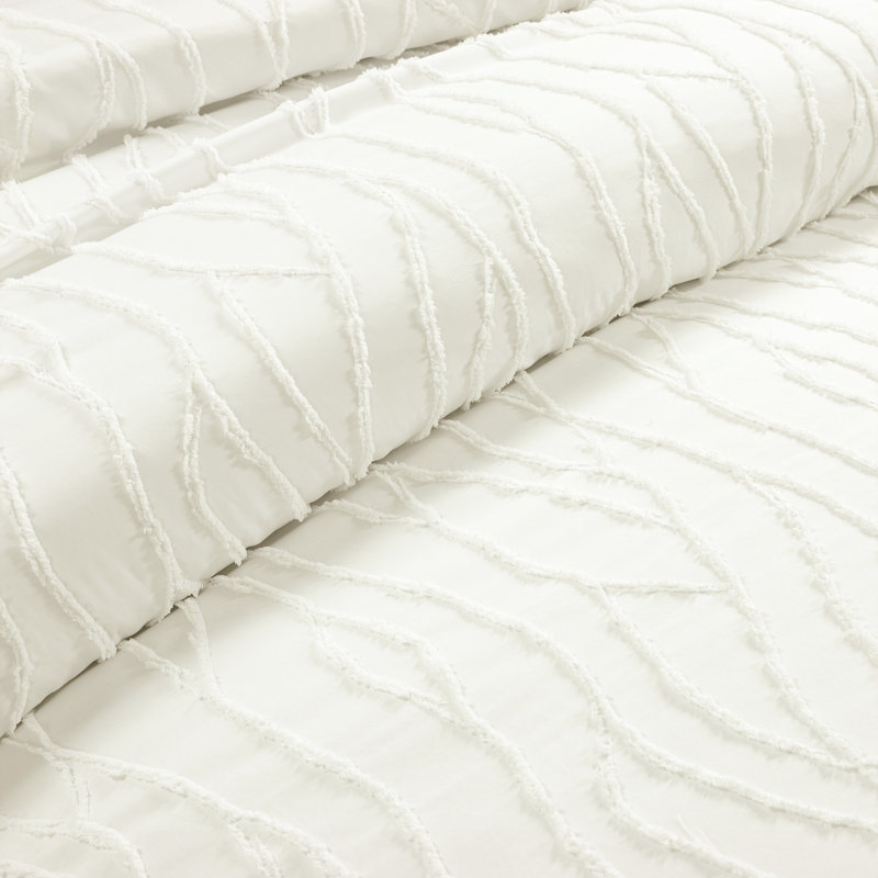 Lush Decor Jacquard Wave Duvet Cover Set, Queen Duvet Cover + 2 Standard Shams