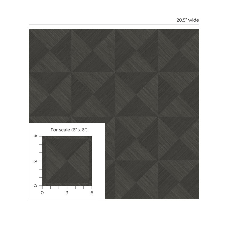 Geometric Vinyl Peel & Stick Wallpaper Roll, Charcoal