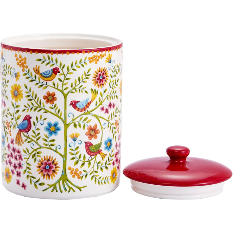 Pot à biscuits hermétique en céramique Red Spring Bird
