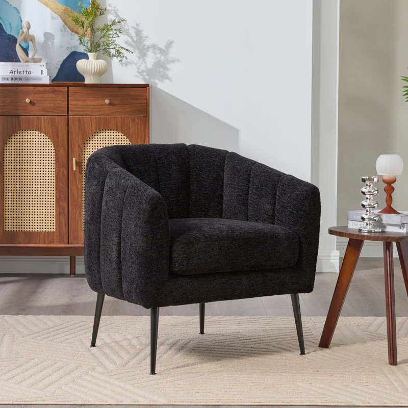 Fauteuil demi-tonneau capitonné 29,9 po, Noir