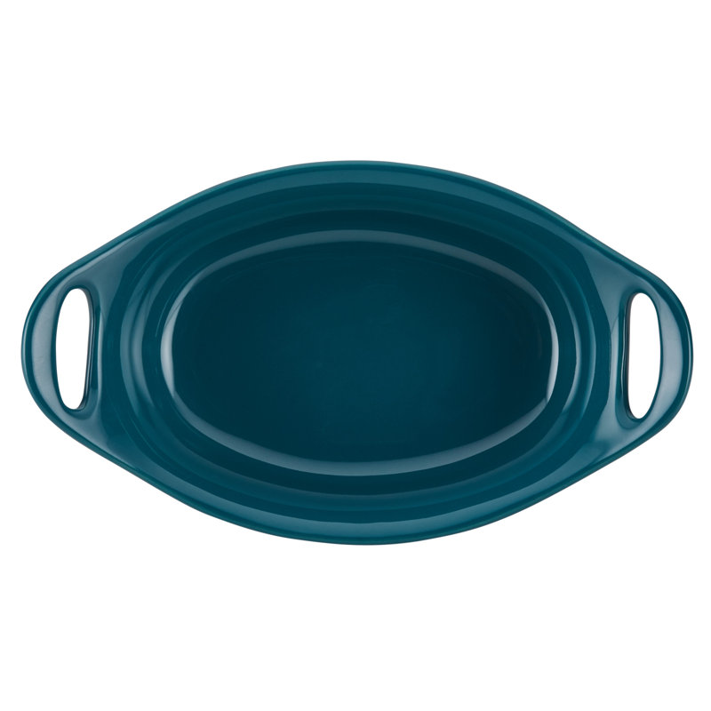 Rachael Ray Ceramics Oval Au Gratin Baker Set, Teal