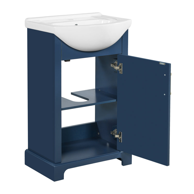 Meuble-lavabo de 20 po avec lavabo en céramique, Bleu