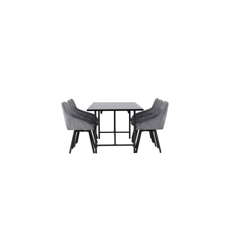 Peasely 6 - Person Dining Set, Grey, Grey