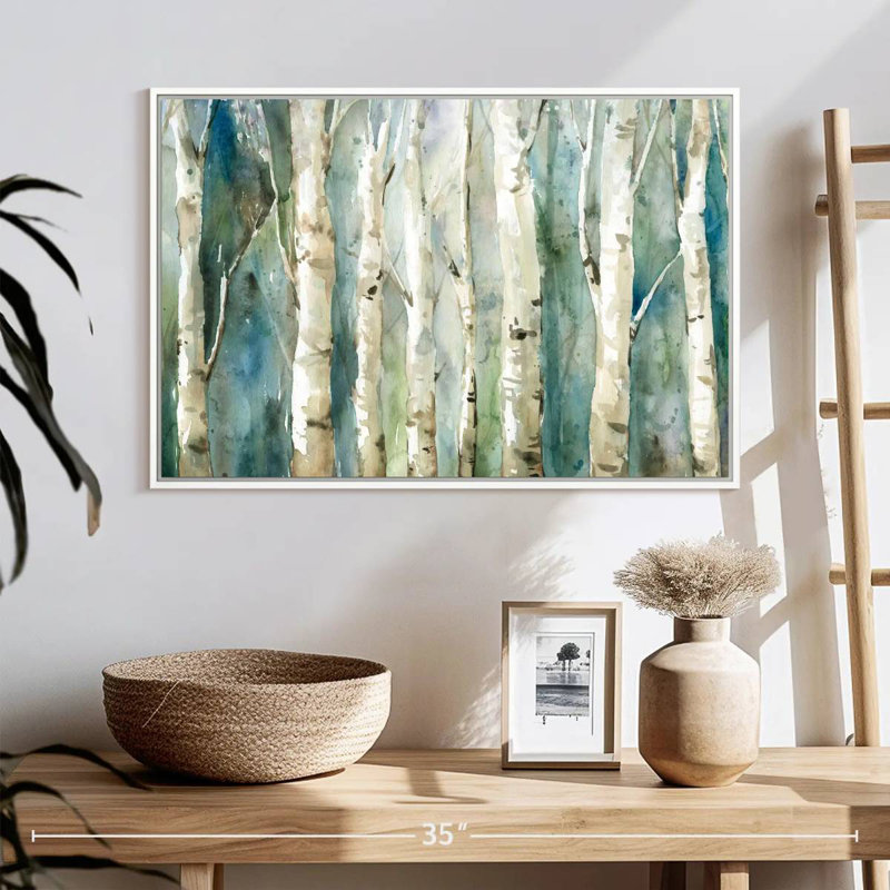 Birch River Walk, Cadre flottant blanc, 25 po x 17 po