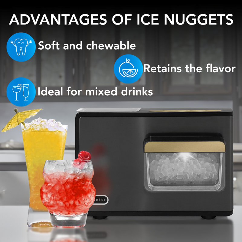 Black and Gold Stainless Steel Countertop Nugget Ice Maker