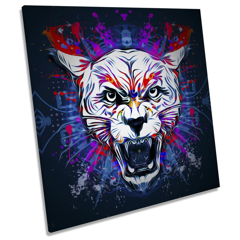 Tiger Face Explosion Picture - Wrapped Canvas Art Prints, 60cm H x 60cm W x 2cm D