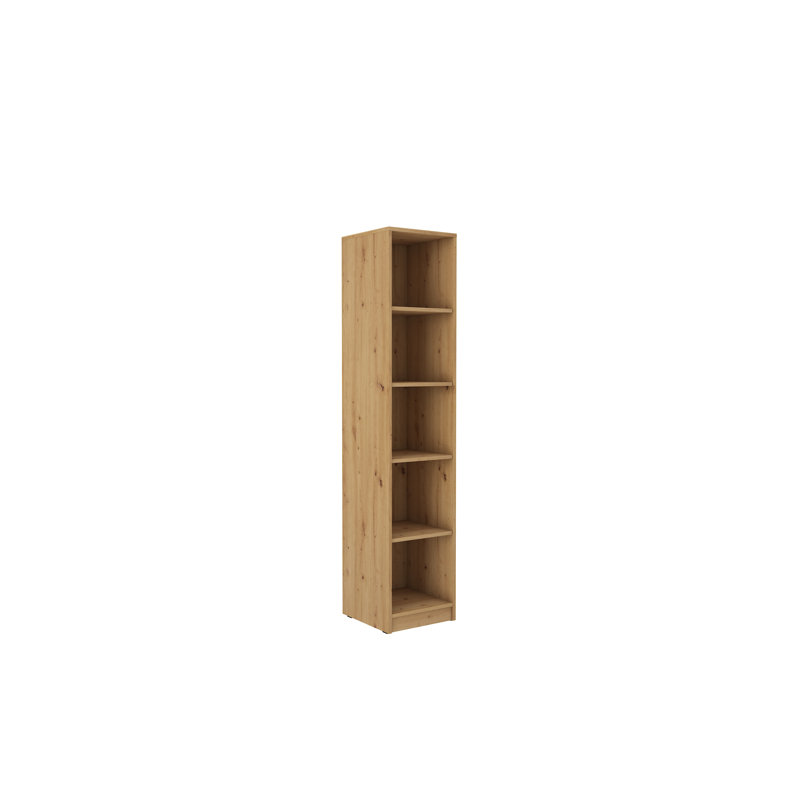 Genan 190.1cm H Standard Bookcase, Artisan Oak, 190.1cm H x 39.9cm W x 42cm D