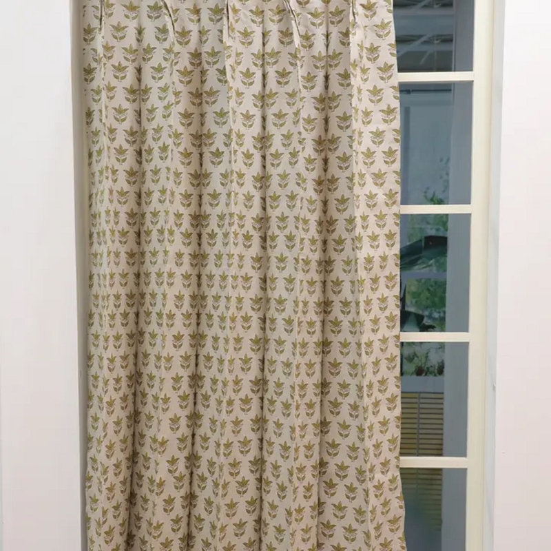 Fabdivine Block Print Floral Plated Curtain Use for Bed and Living Room, 7 Patti, 27" W x 90" L