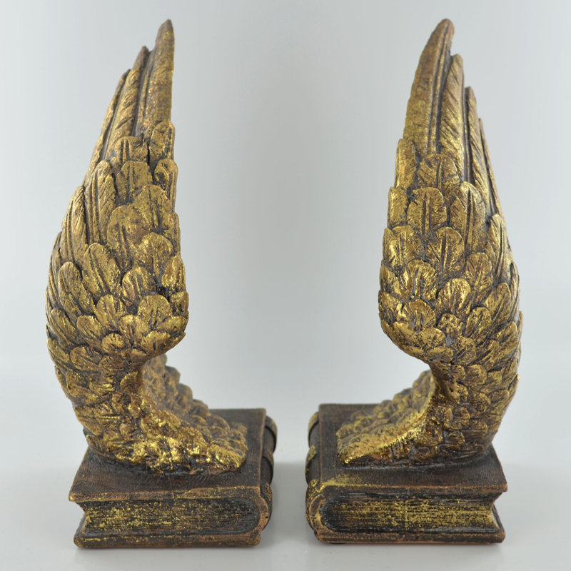 Gold Angel Wings Shelf Tidy Bookends
