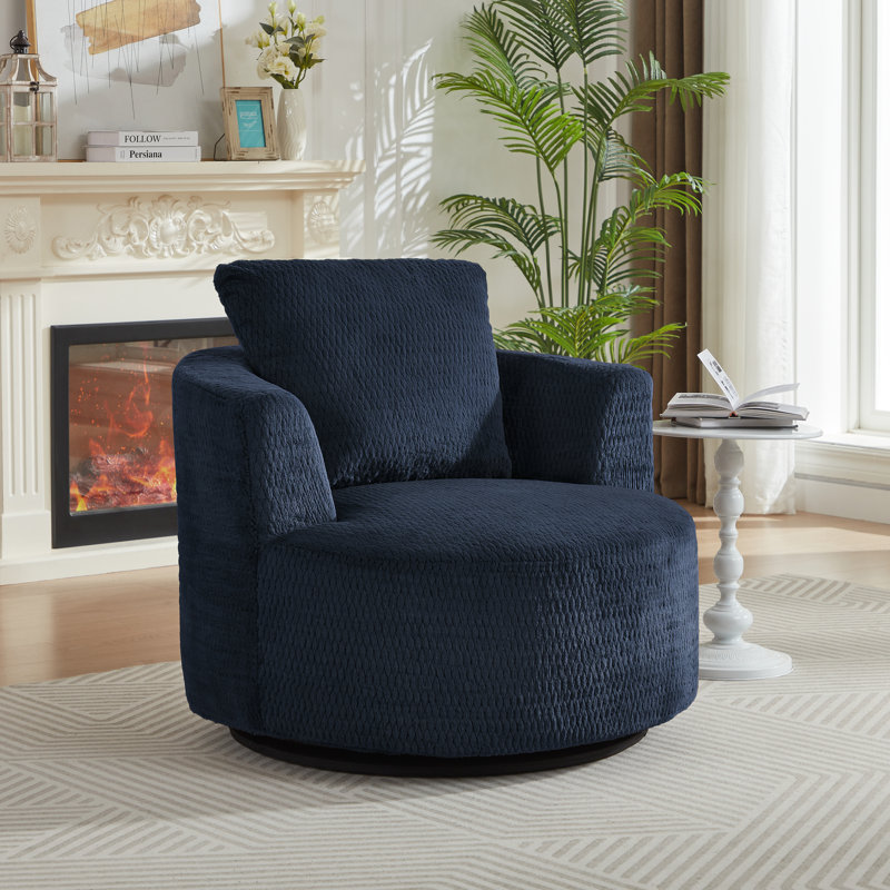 Chaise d'appoint moderne pivotante à 360 degrés avec confort moelleux et design polyvalent, Bleu très foncé
