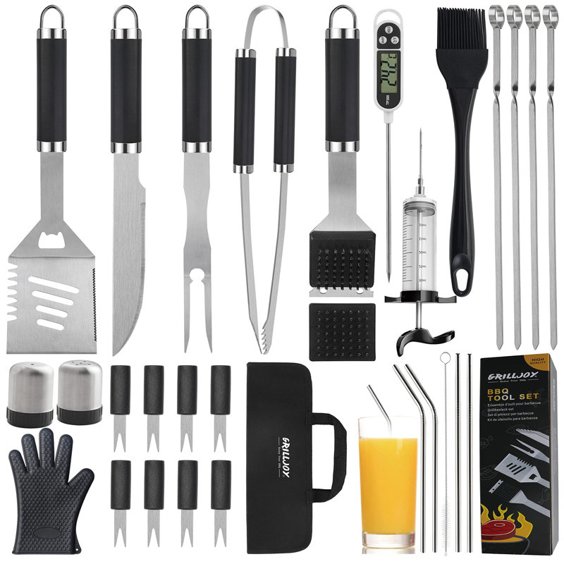 Stainless Steel Grilling Tool Set, Black