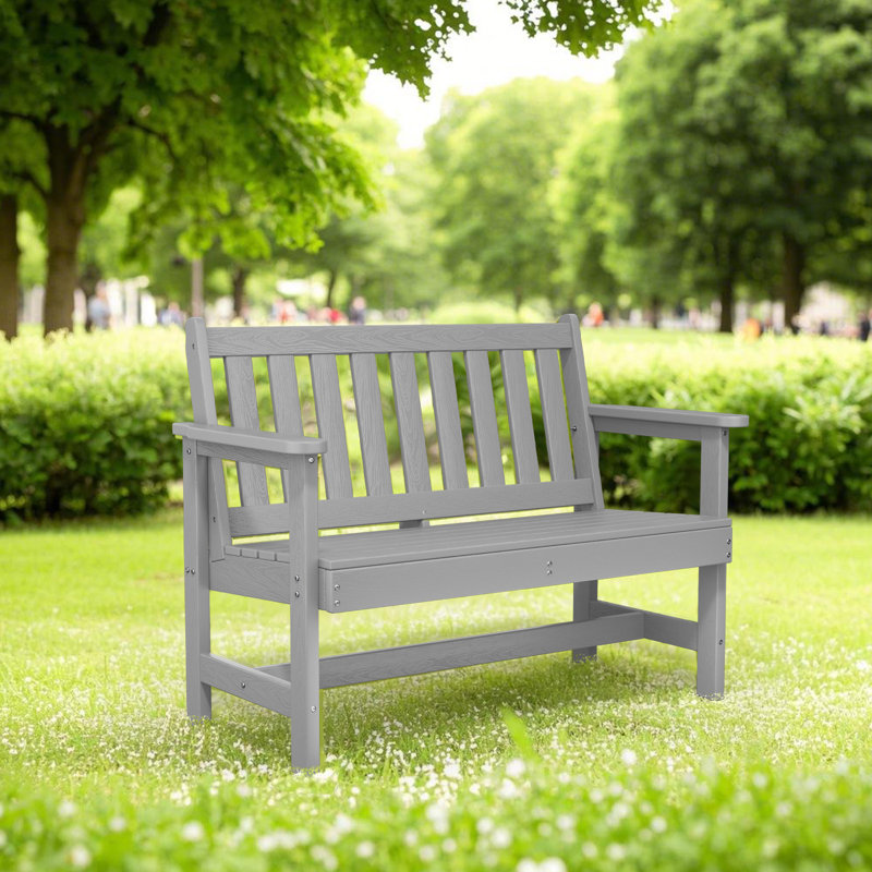 Banc d'extérieur en PEHD Genivieve, Gris espace